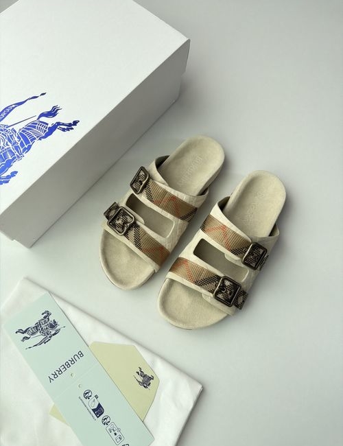 Burberry Check Double Buckle Birken-style Slides