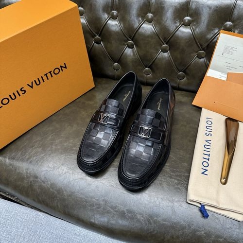 Louis Vuitton LV Black Embossed Calfskin Shoes