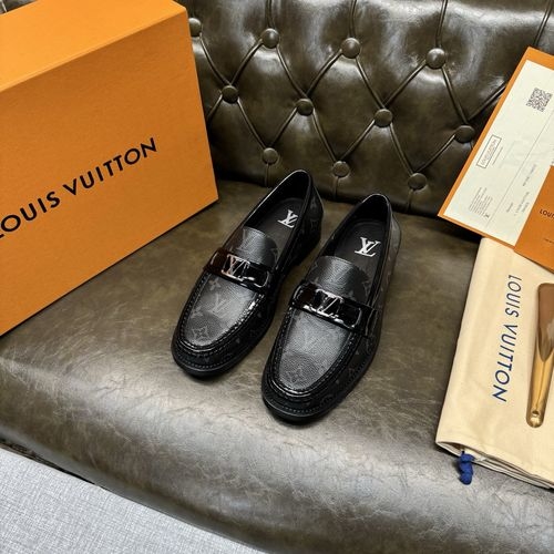 Louis Vuitton LV Black Monogram Leather Sole Shoes