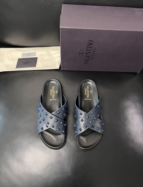 Valentino Color-block Stitched Leather Slippers