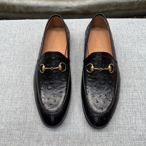 Gucci Croc-embossed Calfskin Leather Dress Shoes