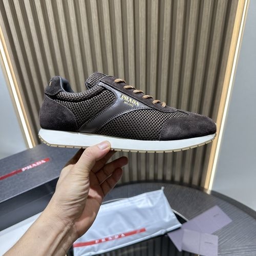 Prada Vintage Leather Sneakers With Logo Details