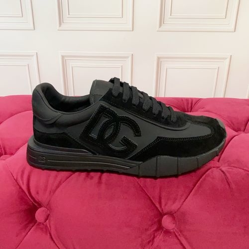 Dolce & Gabbana DG Silk Cowhide Suede Sneakers Logo Accent