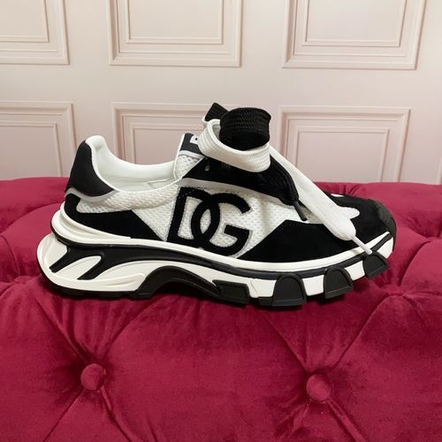 Dolce & Gabbana DG Silk Cowhide Suede Sneakers Logo Accent