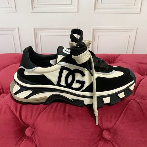 Dolce & Gabbana DG Silk Cowhide Suede Sneakers Logo Accent