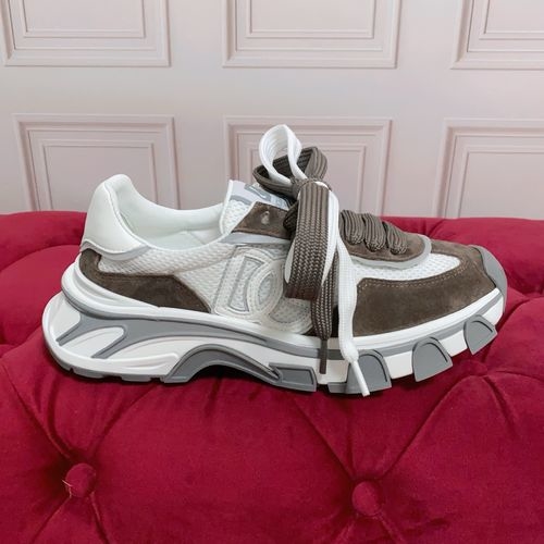 Dolce & Gabbana DG Silk Cowhide Suede Sneakers Logo Accent