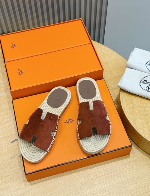Hermes Antigua Espadrille Slippers Suede Leather Sole