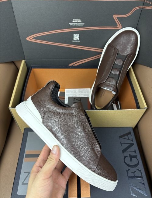 Zegna Premium Leather Slip-On Casual Shoes