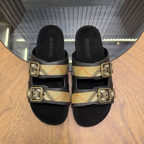 Burberry Suede Check Loafers With Adjustable Buckle