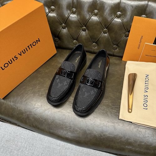 Louis Vuitton LV Premium Black Patent Fabric Shoes