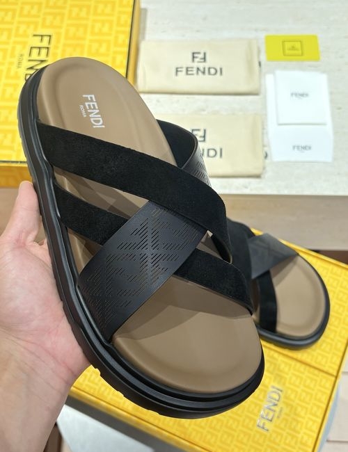 Fendi Beach Sandals With Laser-Cut FF Pattern