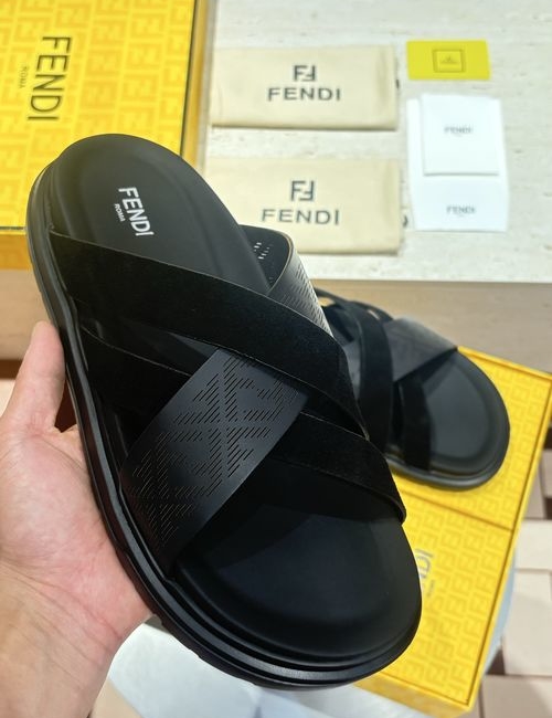 Fendi Beach Sandals With Laser-Cut FF Pattern