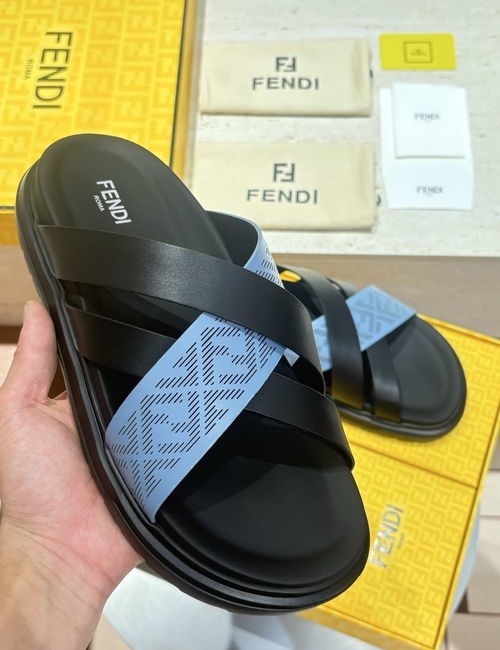 Fendi Beach Sandals With Laser-Cut FF Pattern