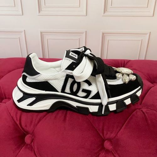 Dolce & Gabbana DG Silk Cowhide Suede Sneakers Logo Accent