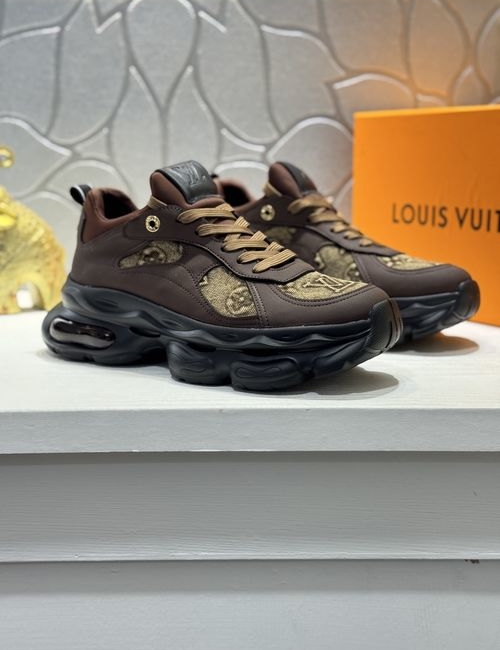 Louis Vuitton LV Dynamic Thick-Soled Sneakers, Leather Upper, Brand Logo