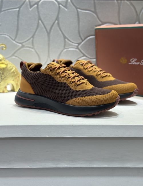 Loro Piana LP Lace-up Flyknit Leather Casual Shoes