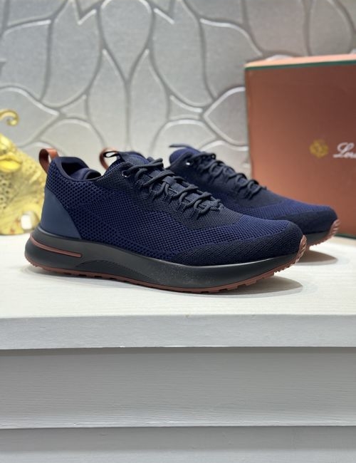Loro Piana LP Lace-up Flyknit Leather Casual Shoes