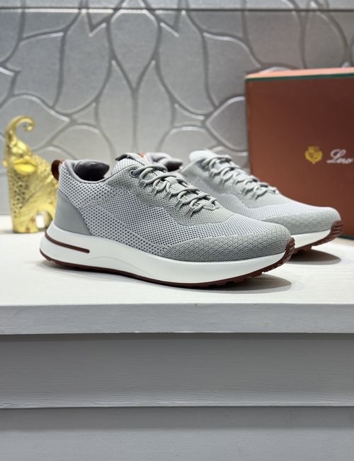 Loro Piana LP Lace-up Flyknit Leather Casual Shoes
