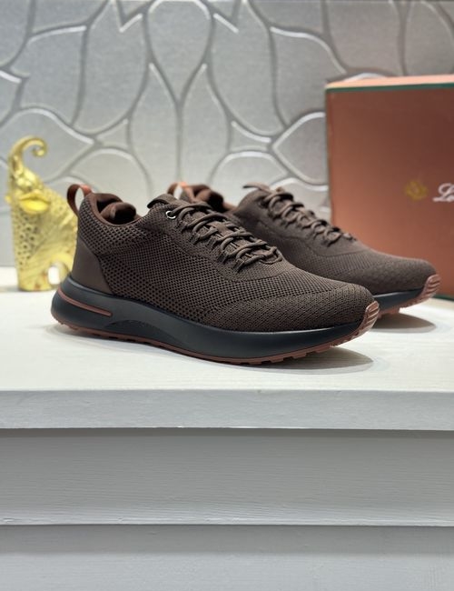 Loro Piana LP Lace-up Flyknit Leather Casual Shoes