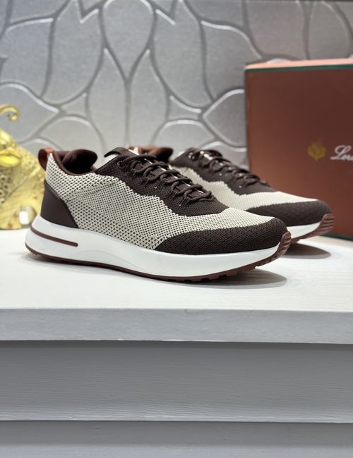 Loro Piana LP Lace-up Flyknit Leather Casual Shoes