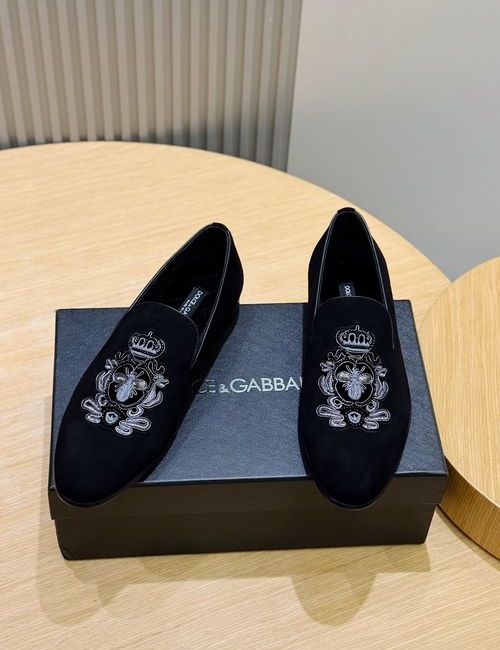 Dolce & Gabbana DG Leather Loafers With DG Embroidery