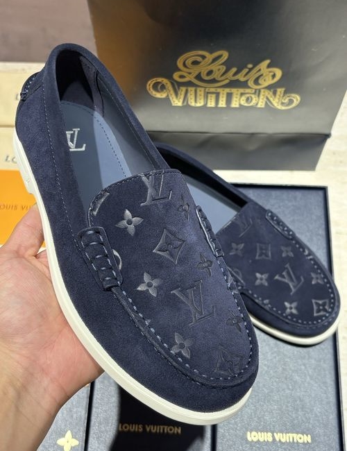 Louis Vuitton LV Suede Leather Loafers Slip On Design