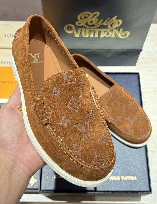 Louis Vuitton LV Suede Leather Loafers Slip On Design