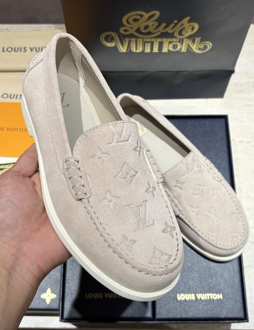 Louis Vuitton LV Suede Leather Loafers Slip On Design