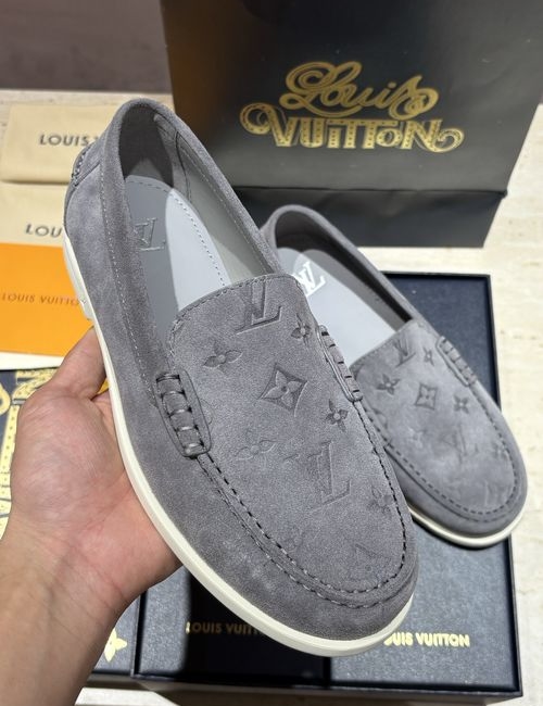 Louis Vuitton LV Suede Leather Loafers Slip On Design
