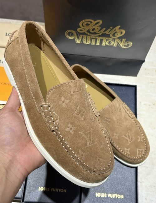 Louis Vuitton LV Suede Leather Loafers Slip On Design