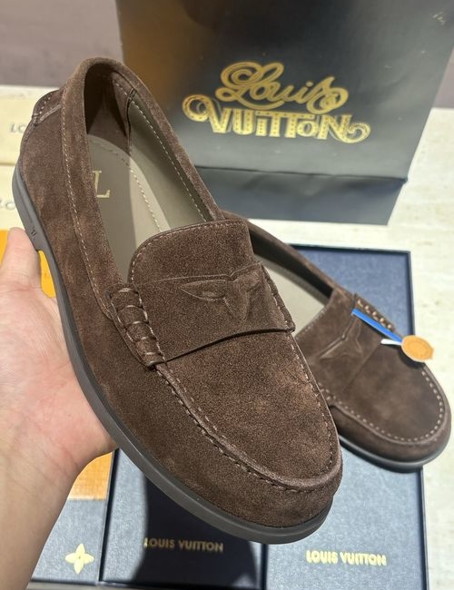 Louis Vuitton LV Suede Leather Loafers Slip On Design