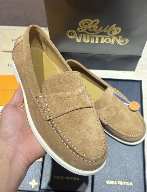 Louis Vuitton LV Suede Leather Loafers Slip On Design