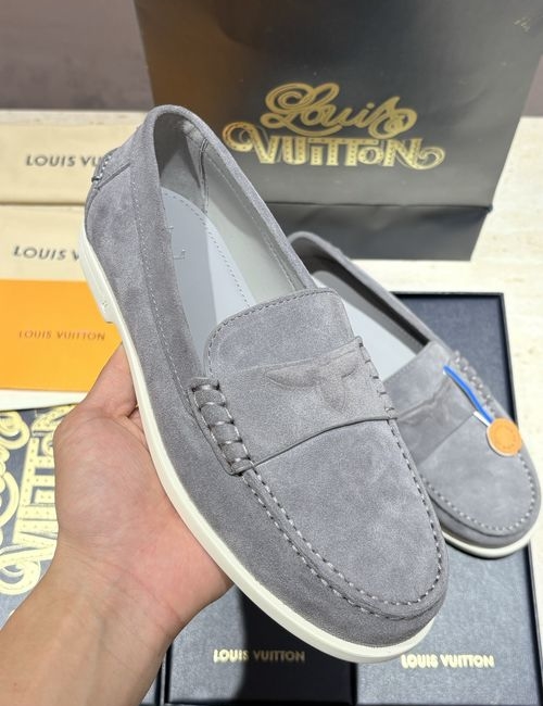Louis Vuitton LV Suede Leather Loafers Slip On Design