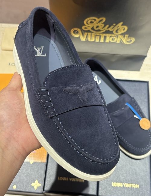 Louis Vuitton LV Suede Leather Loafers Slip On Design