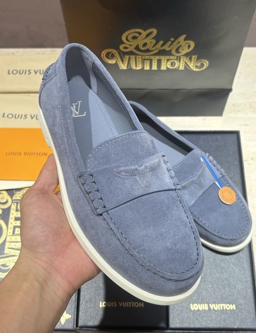 Louis Vuitton LV Suede Leather Loafers Slip On Design
