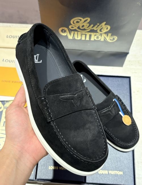 Louis Vuitton LV Suede Leather Loafers Slip On Design