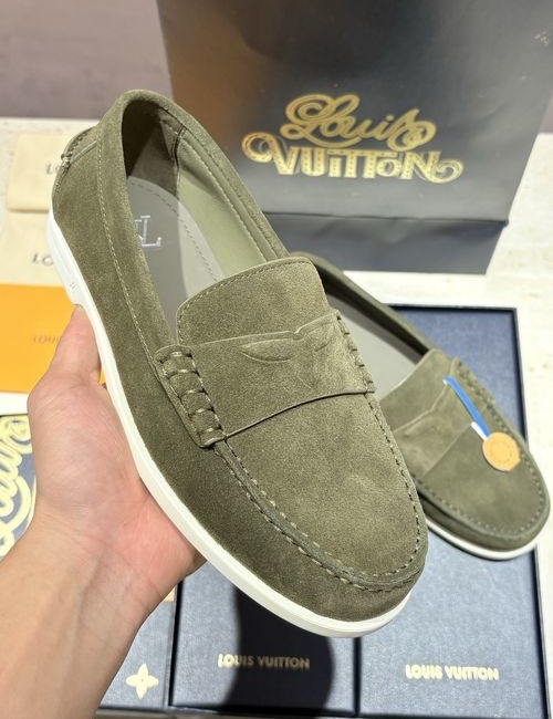 Louis Vuitton LV Suede Leather Loafers Slip On Design