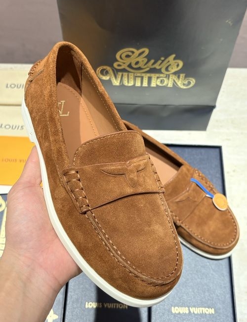 Louis Vuitton LV Suede Leather Loafers Slip On Design