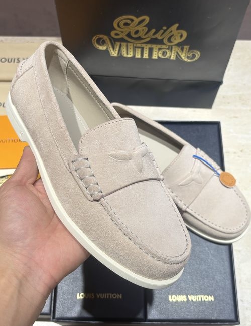 Louis Vuitton LV Suede Leather Loafers Slip On Design