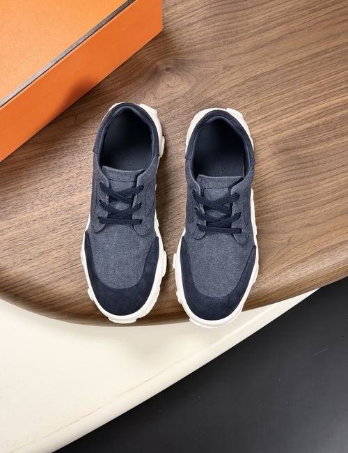 Hermes Suede Canvas Casual Sneakers
