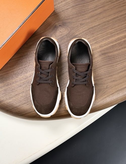 Hermes Suede Canvas Casual Sneakers