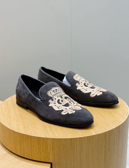 Dolce & Gabbana DG Leather Loafers With DG Embroidery