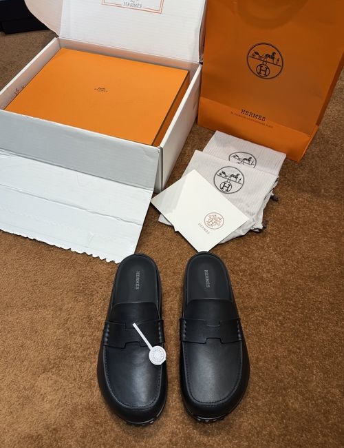 Hermes Freesstyle Half Slippers Cowhide Shoes