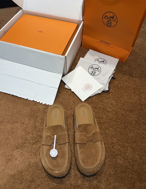 Hermes Freesstyle Half Slippers Cowhide Shoes