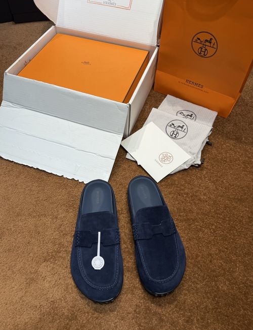 Hermes Freesstyle Half Slippers Cowhide Shoes