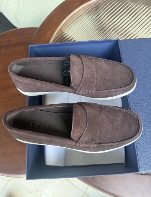Christian Dior CD Casual Leather Shoes Stitched Detail Rubber Outsole Cowhide Lining