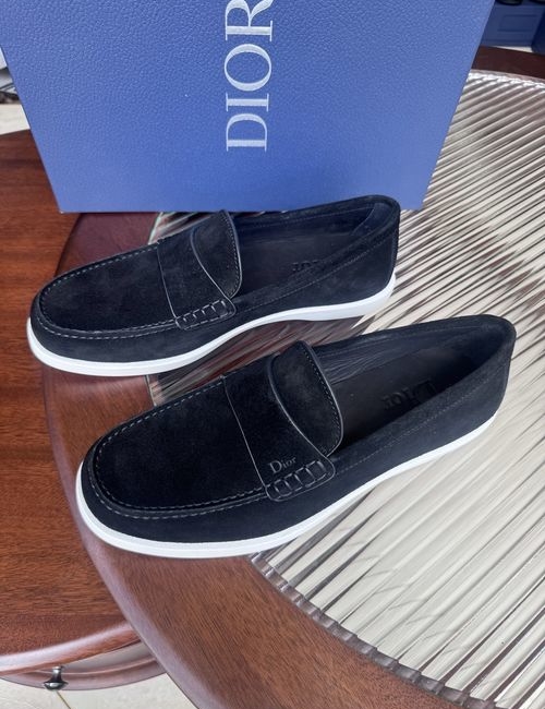 Christian Dior CD Casual Leather Shoes Stitched Detail Rubber Outsole Cowhide Lining