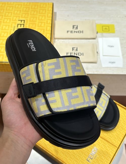 Fendi FF Jacquard Fabric Hook-loop Upper Shoes