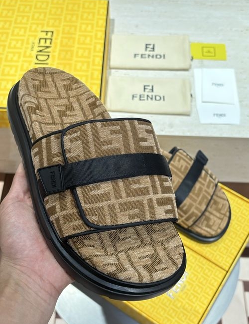 Fendi FF Jacquard Fabric Hook-loop Upper Shoes