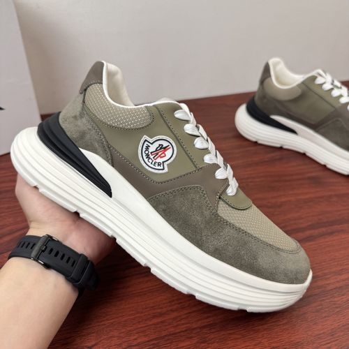 Moncler Mesh Suede Sneakers With Emblem Logo